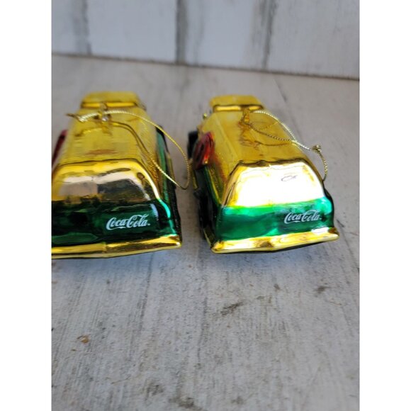 Blown glass bottling company Coca-Cola truck delivery ornament xmas set - Picture 6 of 9